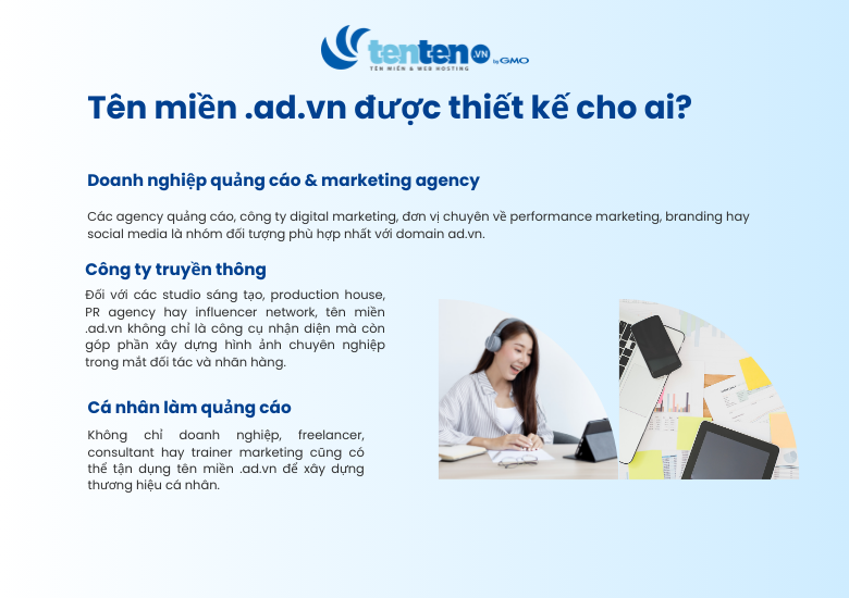 những ai nên đăng ký tên miền ad.vn - Doanh nghiệp quảng cáo và agency, công ty truyền thông, cá nhân làm quảng cáo