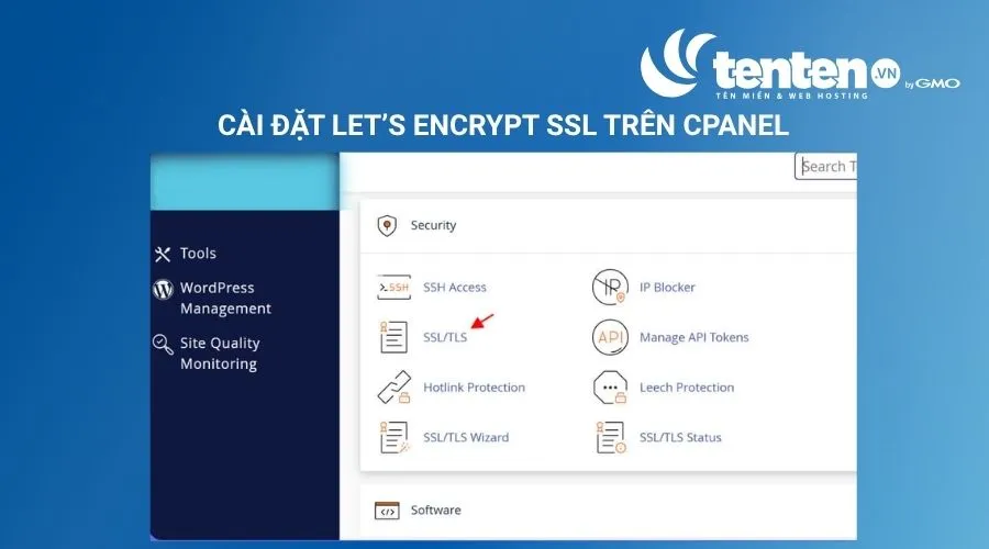 Đăng nhập vào cPanel, sau đó tìm và chọn mục SSL/TLS