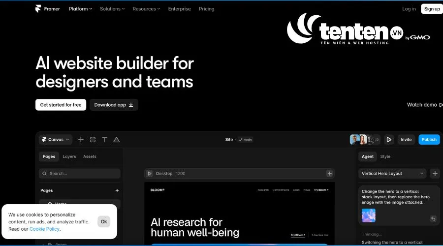 Công cụ tạo website bằng AI Framer AI