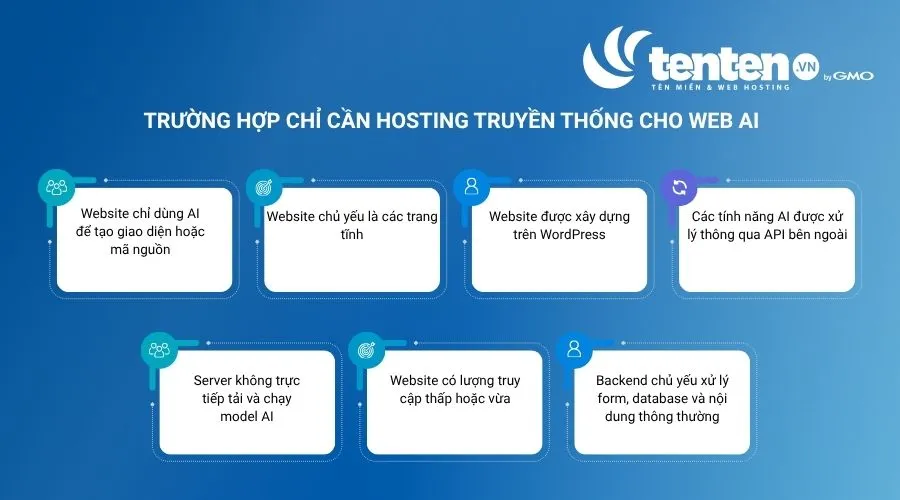 Trường hợp web AI chỉ cần hosting truyền thống