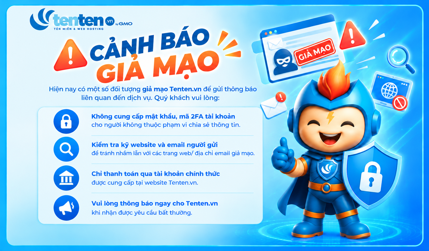 Cảnh báo tình trạng giả mạo Tenten.vn