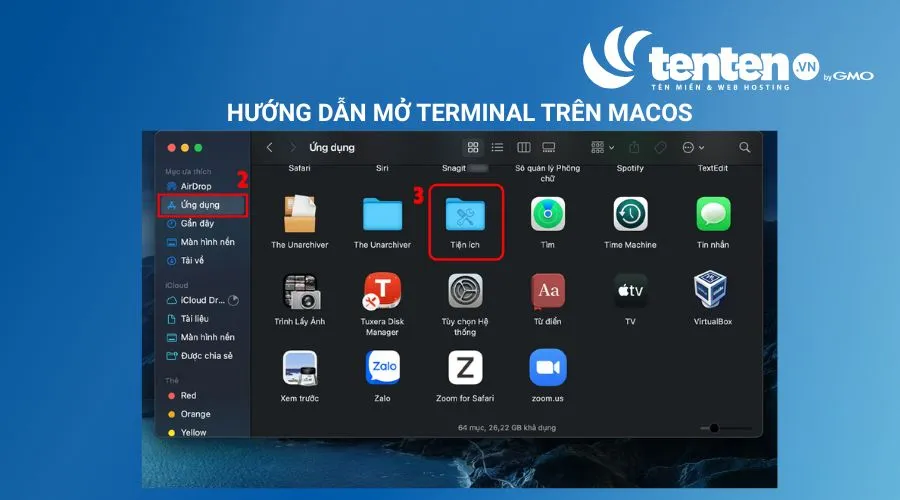 Chọn phần Ứng dụng, rồi chọn Tiện ích