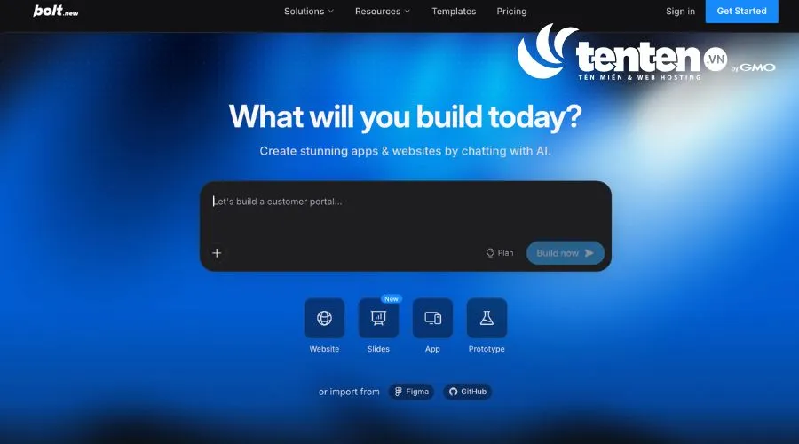 Công cụ tạo landing page bằng AI Bolt.new