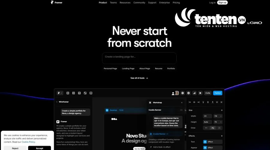 Công cụ tạo landing page bằng AI Framer AI