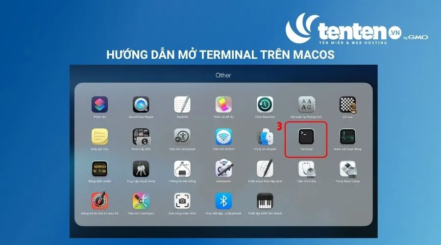 Nhấn đúp vào Terminal để khởi chạy