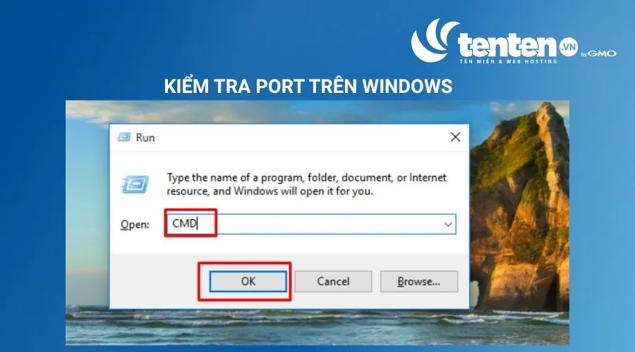 Nhập lệnh “cmd trong hộp thoại Run