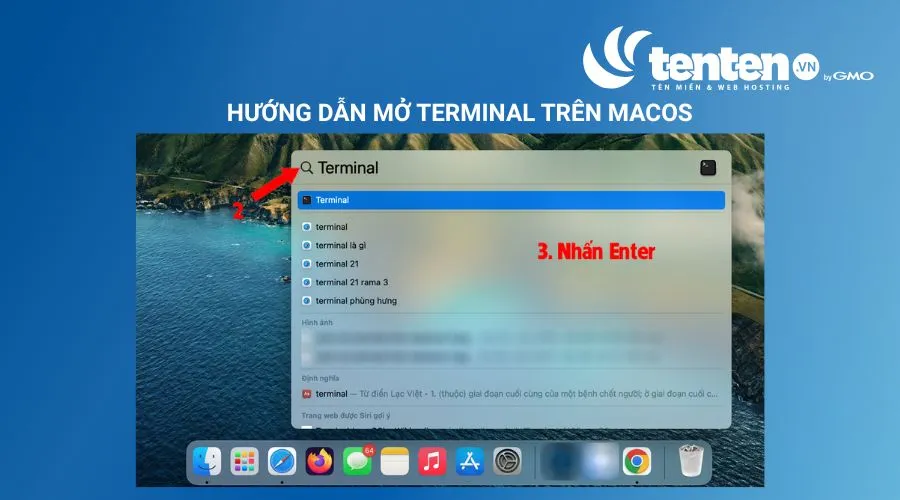 Nhập Terminal vào ô tìm kiếm của Spotlight